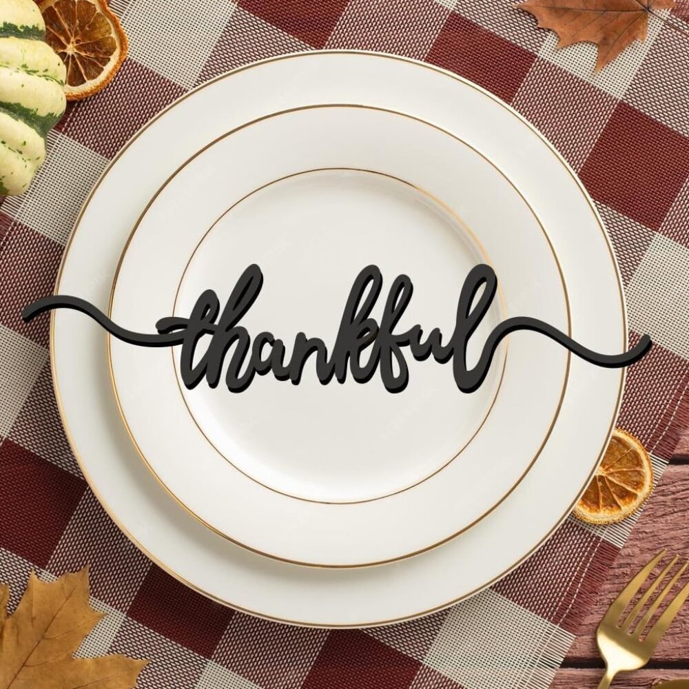 Thanksgiving Cutout Wood Table Place Card Thankful Wood Word Table Decorations F